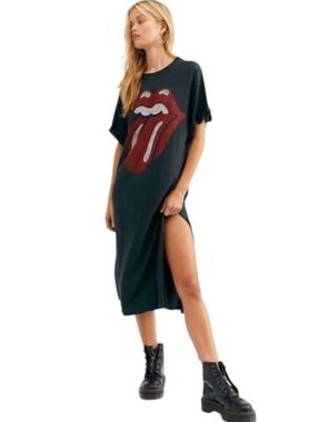 Daydreamer X Free People Rolling Stones Graphic T Shirt Midi Dress L Festival